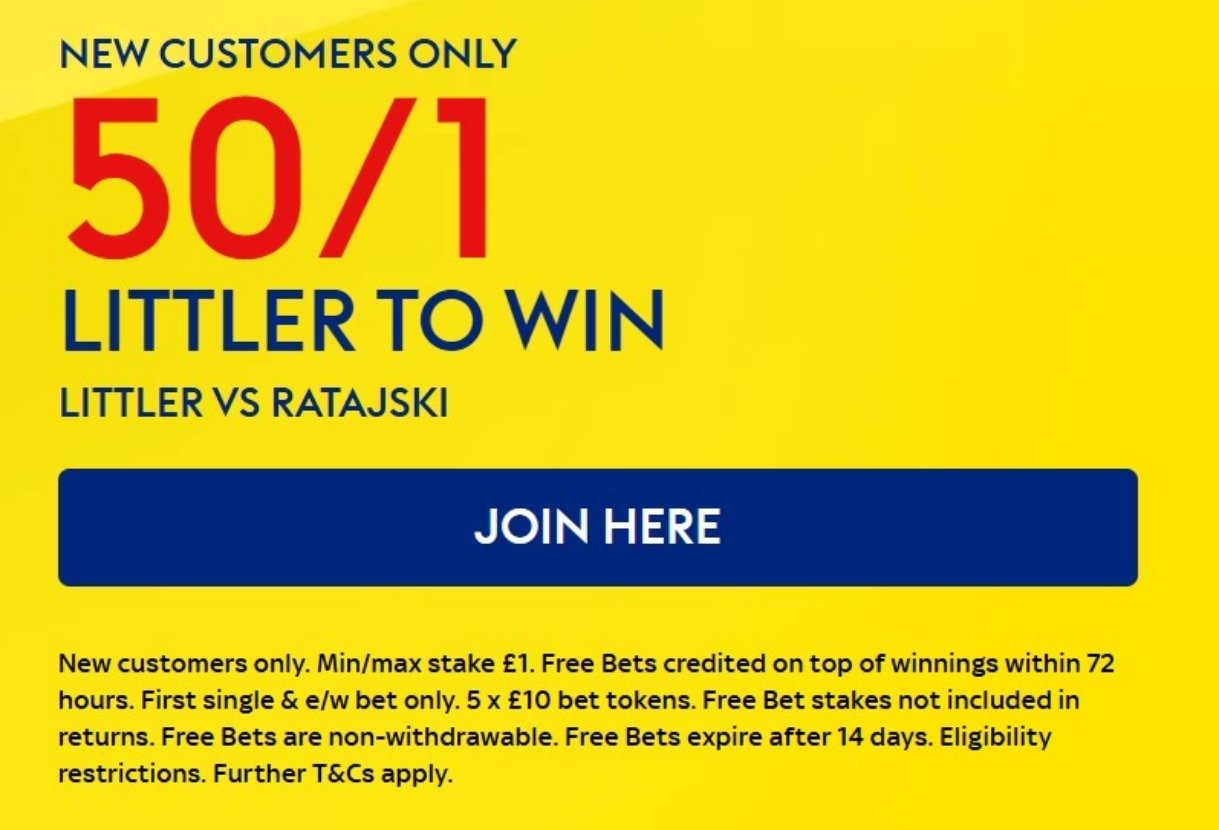 Sky Bet Darts Offer: Get 50/1 on Luke Littler to Beat Krzysztof Ratajski