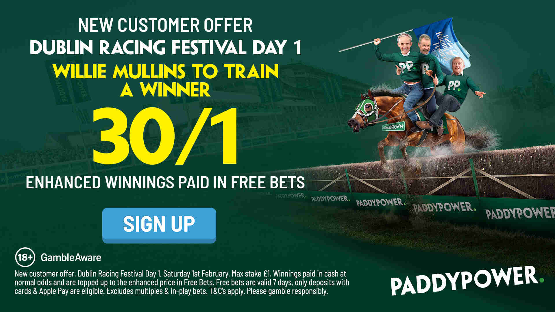Paddy Power Dublin Racing Festival Offer: Get Odds of 30/1 on Willie Mullins to Train a Winner