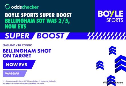BOYLE Sports England v DR Congo Super Boost: Bellingham SOT Was 2/5, Now Evens