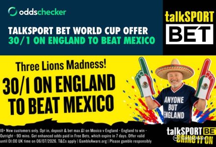 TalkSPORT BET World Cup Offer: Claim 30/1 on England to Beat Mexico