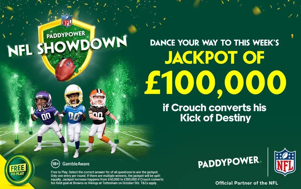 Win up to £100k on Paddy Power's NFL Showdown with Crouchy's Kick of Destiny