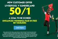 Paddy Power Sign Up Offer: Get 50/1 on a Goal to be Scored in Liverpool v Sunderland 