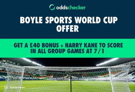 Get £40 in Free Bets + Harry Kane to Score in All World Cup Group Games Boosted to 7/1 with BOYLE Sports