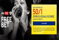 Sky Bet Sign Up Offer: Get 50/1 on Over 0.5 Goals in Chelsea v Liverpool