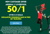 Paddy Power Sign Up Offer: Get 50/1 on Over 0.5 Goals in Arsenal v Liverpool