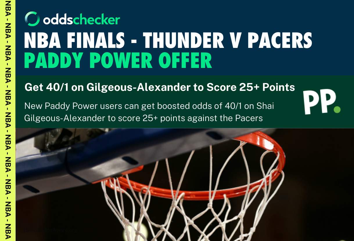 Paddy Power NBA Finals Offer: Get 40/1 on Gilgeous-Alexander to Score 25+ Points in Thunder v Pacers