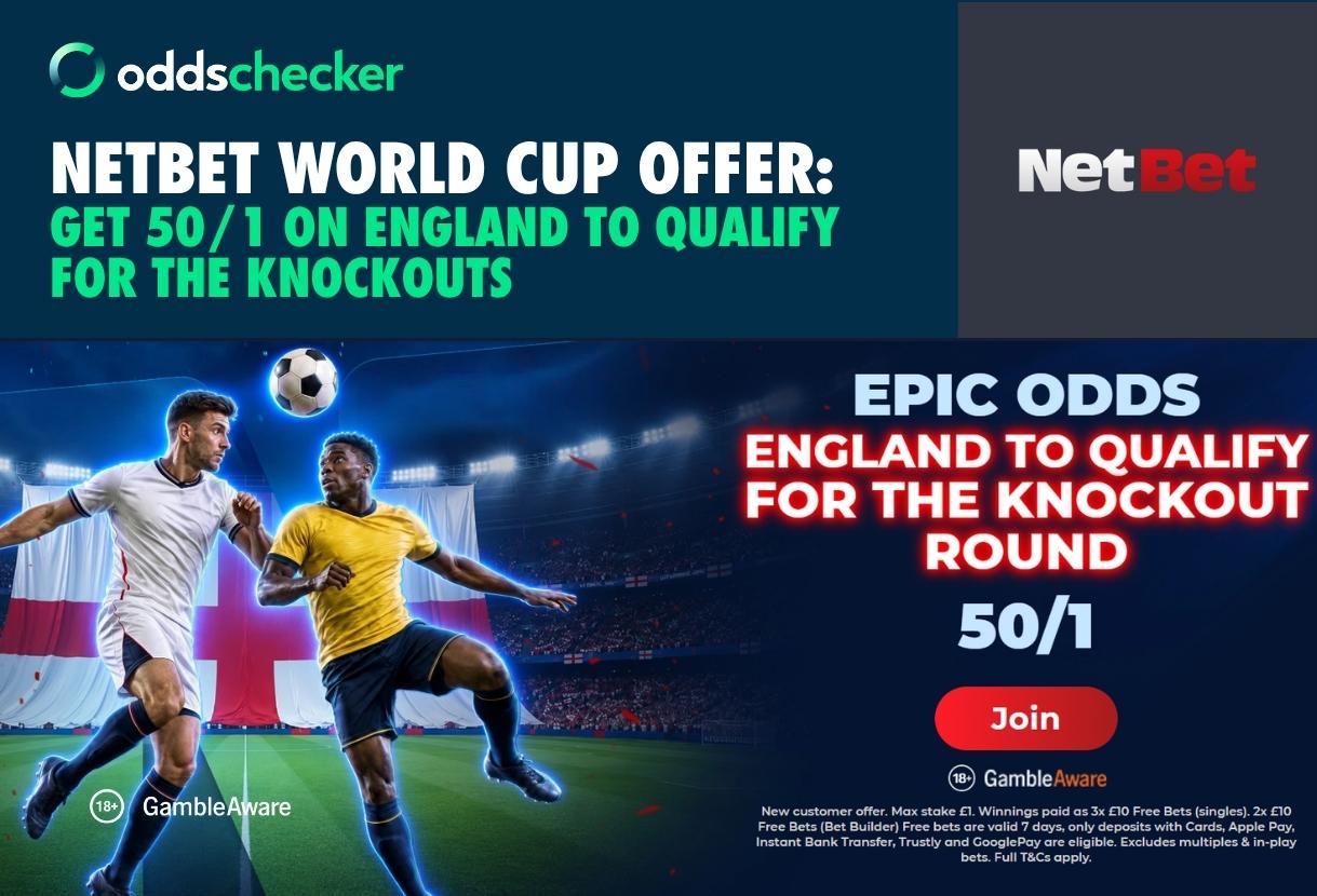 NetBet World Cup Offer: Get 50/1 on England to Qualify for the Knockouts
