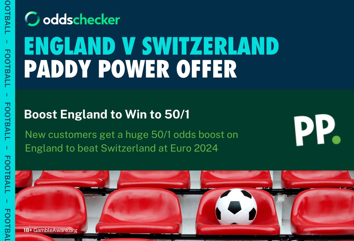 Euro 2024 Betting Offers: Paddy Power 50/1 England to Beat Switzerland Promotion