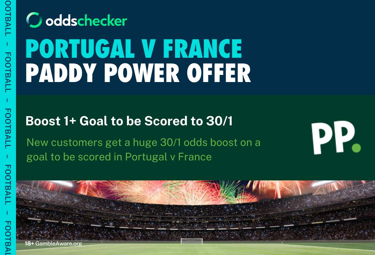 Paddy Power 30/1 Portugal v France Odds Boost for 1+ Goal Scored