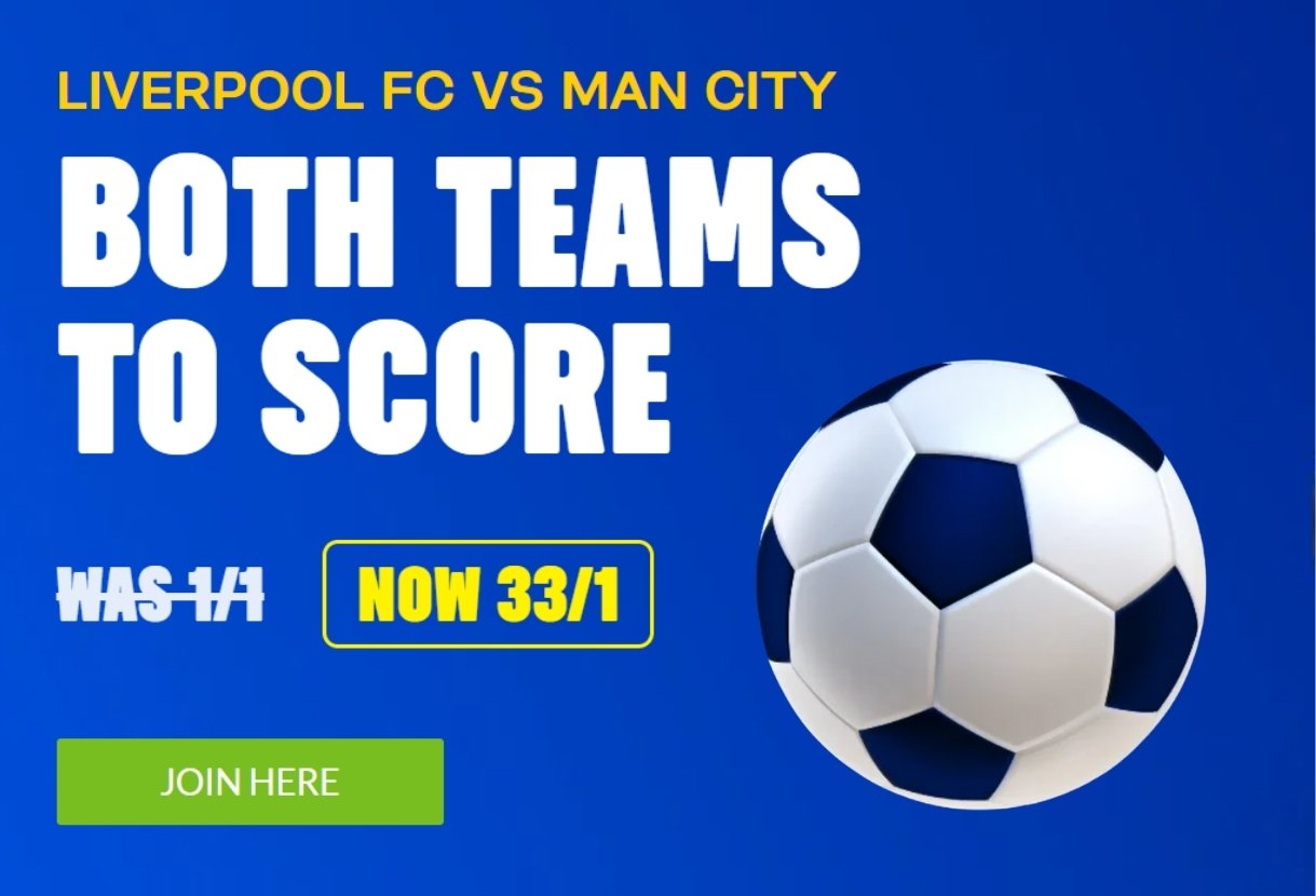Coral Sign Up Offer: Get 33/1 on Both Teams to Score in Liverpool v Man City