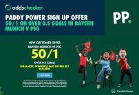 Bayern Munich v PSG Offer: Get 50/1 on Over 0.5 Goals with Paddy Power