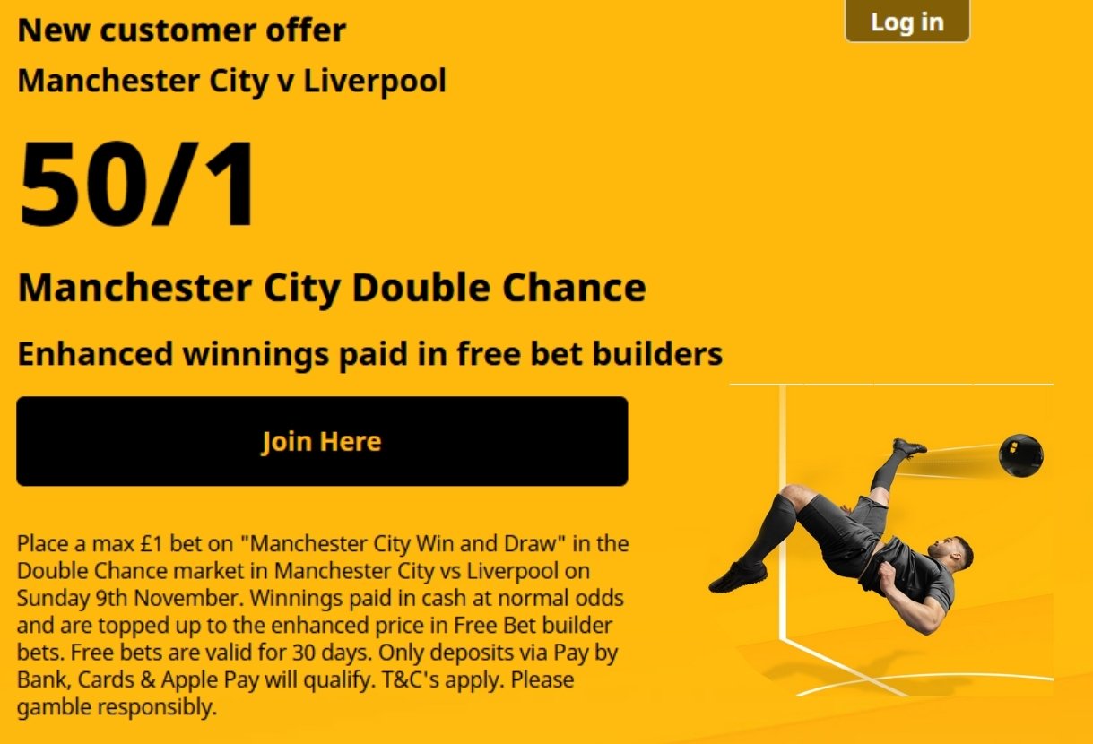 Betfair Man City v Liverpool Offer: Get 50/1 on a City Win or Draw Against Liverpool