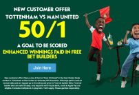 Tottenham v Man United Offer: Get 50/1 on a Goal to be Scored with Paddy Power