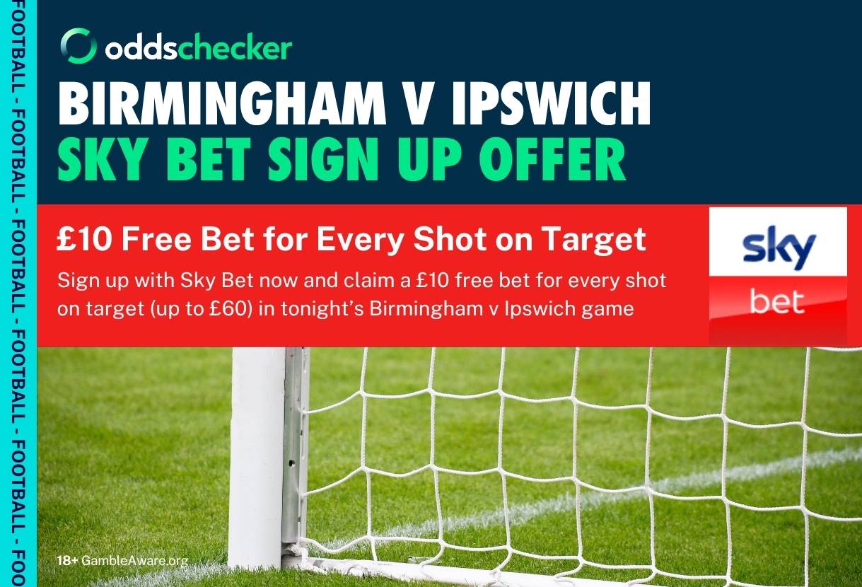 Sky Bet Championship Offer: Get a £10 Free Bet for Every Shot on Target in Birmingham v Ipswich