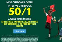 Paddy Power Sign Up Offer: Get 50/1 on 1+ Goals in Inter v Liverpool, Plus £5 Darts Free Bet