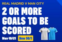 Coral Sign Up Offer: Get 50/1 on 2+ Goals Scored in Real Madrid v Man City