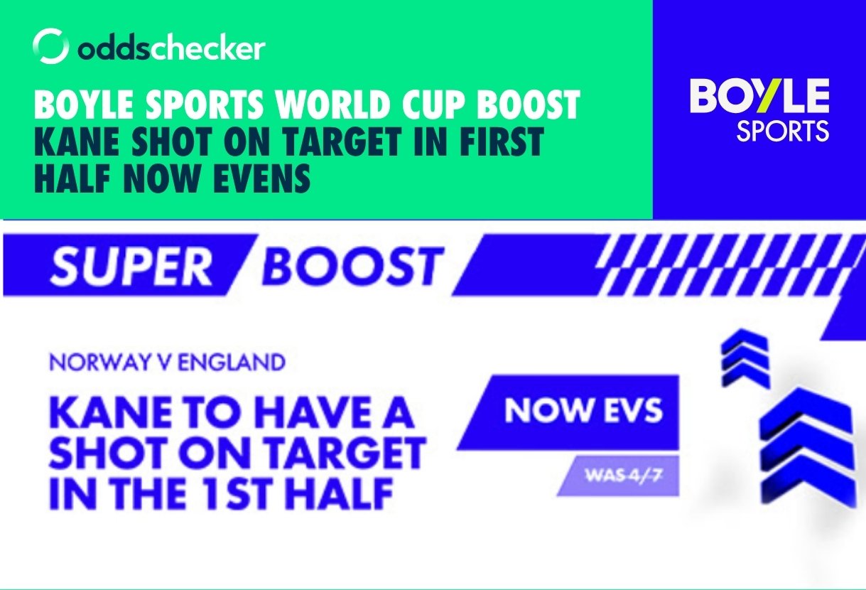 BOYLE Sports World Cup Boost: Kane Shot on Target in First Half v Norway Now Evens