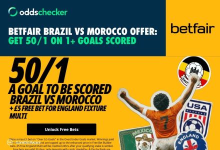 Brazil vs Morocco World Cup Offer: Claim 50/1 on 1+ Goals Scored with Betfair