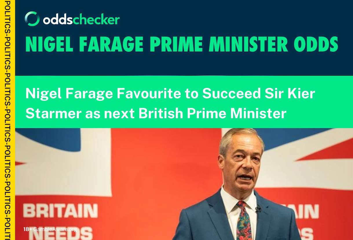 Nigel Farage Next Prime Minister Odds: Reform Leader 5/2 to take over after Starmer