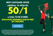 Paddy Power Sign Up Offer: Get 50/1 on Over 0.5 Goals in Arsenal v Wolves
