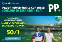 Paddy Power World Cup Offer: Get 50/1 on Scotland to Beat Haiti