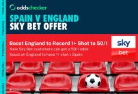 Sky Bet England Offer: Get 50/1 Odds That England Have 1+ Shot Against Spain