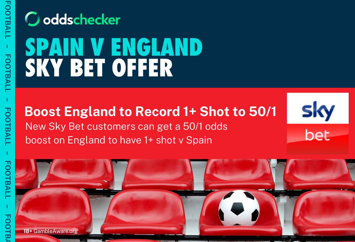 Sky Bet England Offer: Get 50/1 Odds That England Have 1+ Shot Against Spain