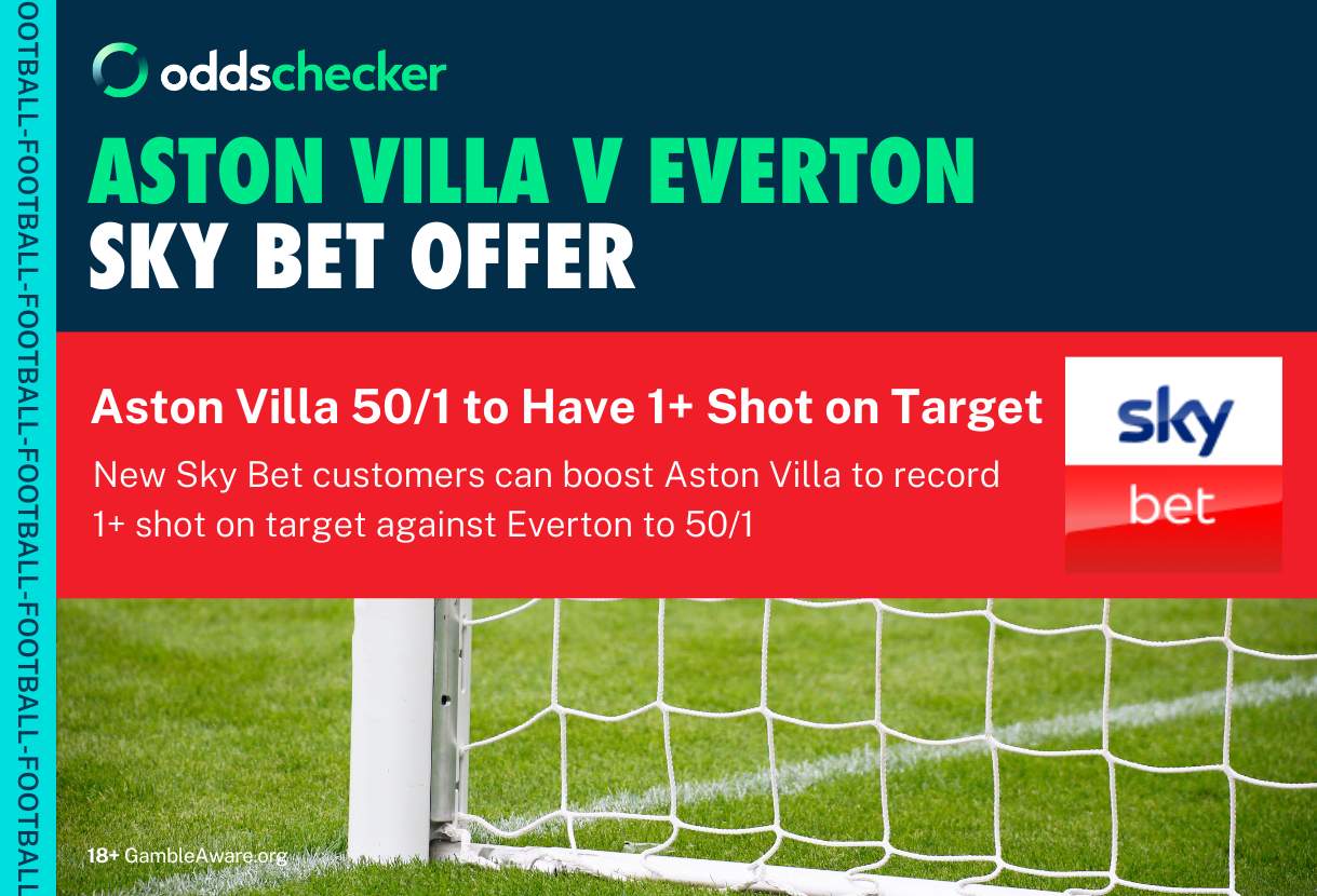 Sky Bet Sign Up Offer: Get Boosted Odds of 50/1 on Aston Villa to Have 1+ Shot on Target Against Everton