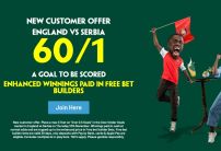England v Serbia Paddy Power Offer: Get 60/1 On A Goal to Be Scored