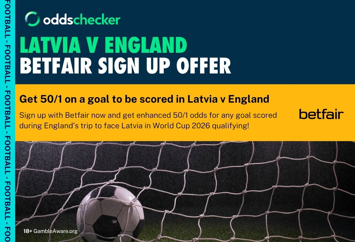 Latvia v England Offer: Get 50/1 On A Goal to Be Scored with Betfair