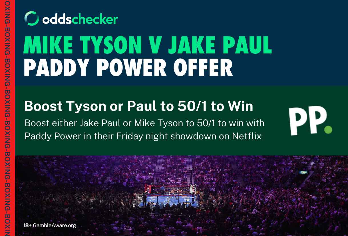 Mike Tyson v Jake Paul Paddy Power Offer: Boost Either Paul or Tyson to 50/1 to Win