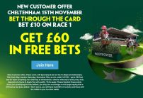 Paddy Power Gold Cup Offer: Bet £10 on Race 1, Get £60 for the Cheltenham November Meeting