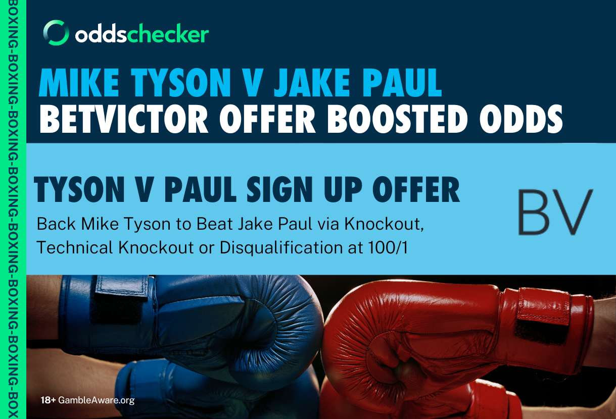BetVictor Ireland Mike Tyson vs Jake Paul Offer: Get 100/1 on Tyson to beat Paul by KO, TKO or DSQ