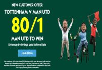 Paddy Power Odds Boost: Get Man United to Beat Tottenham at 80/1 with this Paddy Power Sign Up Offer
