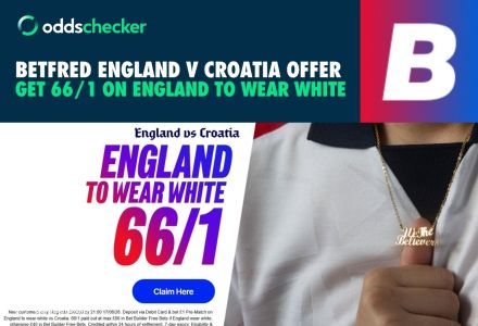 Betfred World Cup Sign Up Offer: Claim 66/1 on England to wear White v Croatia