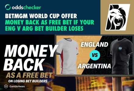 BetMGM World Cup Offer: Money Back as a Free Bet if your England v Argentina Bet Builder Loses
