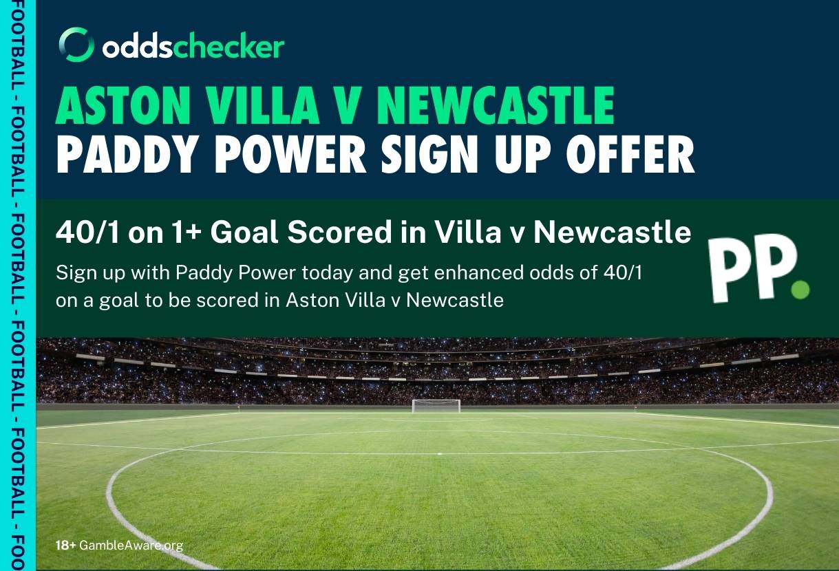 Paddy Power Premier League Offer: Get 40/1 on a Goal to be Scored in Aston Villa v Newcastle