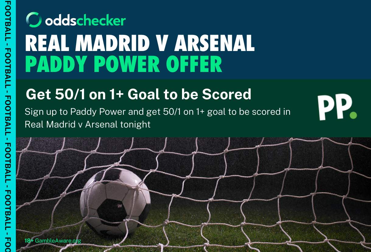 Paddy Power Champions League Offer: Get 50/1 on a Goal to be Scored in Real Madrid v Arsenal