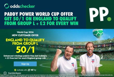 Back England to Qualify from Group L at 50/1, plus £2 for Every Win with Paddy Power