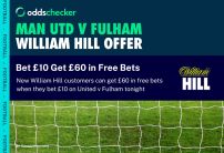 Bet £10. Get £60 on Fulham v Man United With the William Hill Sign Up Offer