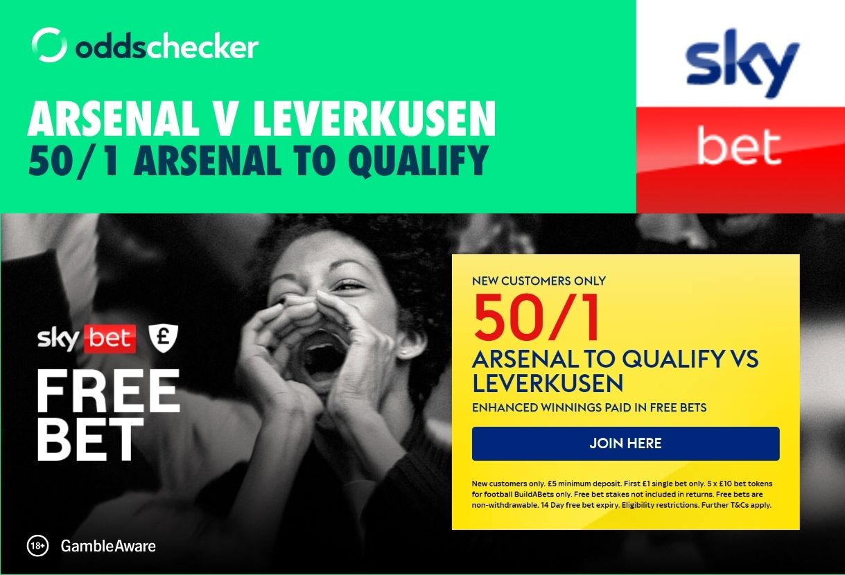 Sky Bet UCL Offer: Get 50/1 on Arsenal to Qualify Against Leverkusen
