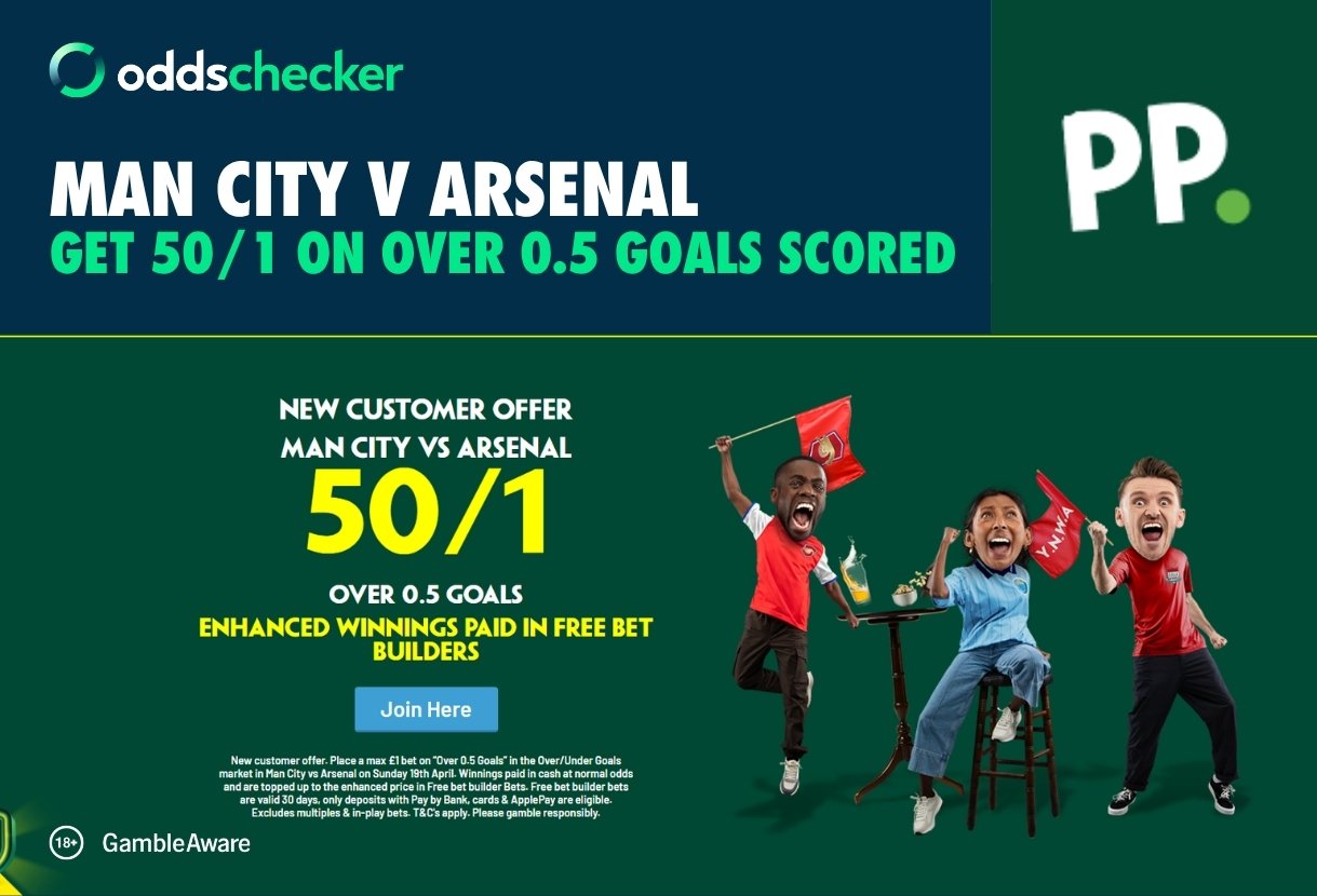 Man City v Arsenal Offer: Get 50/1 on Over 0.5 Goals with Paddy Power