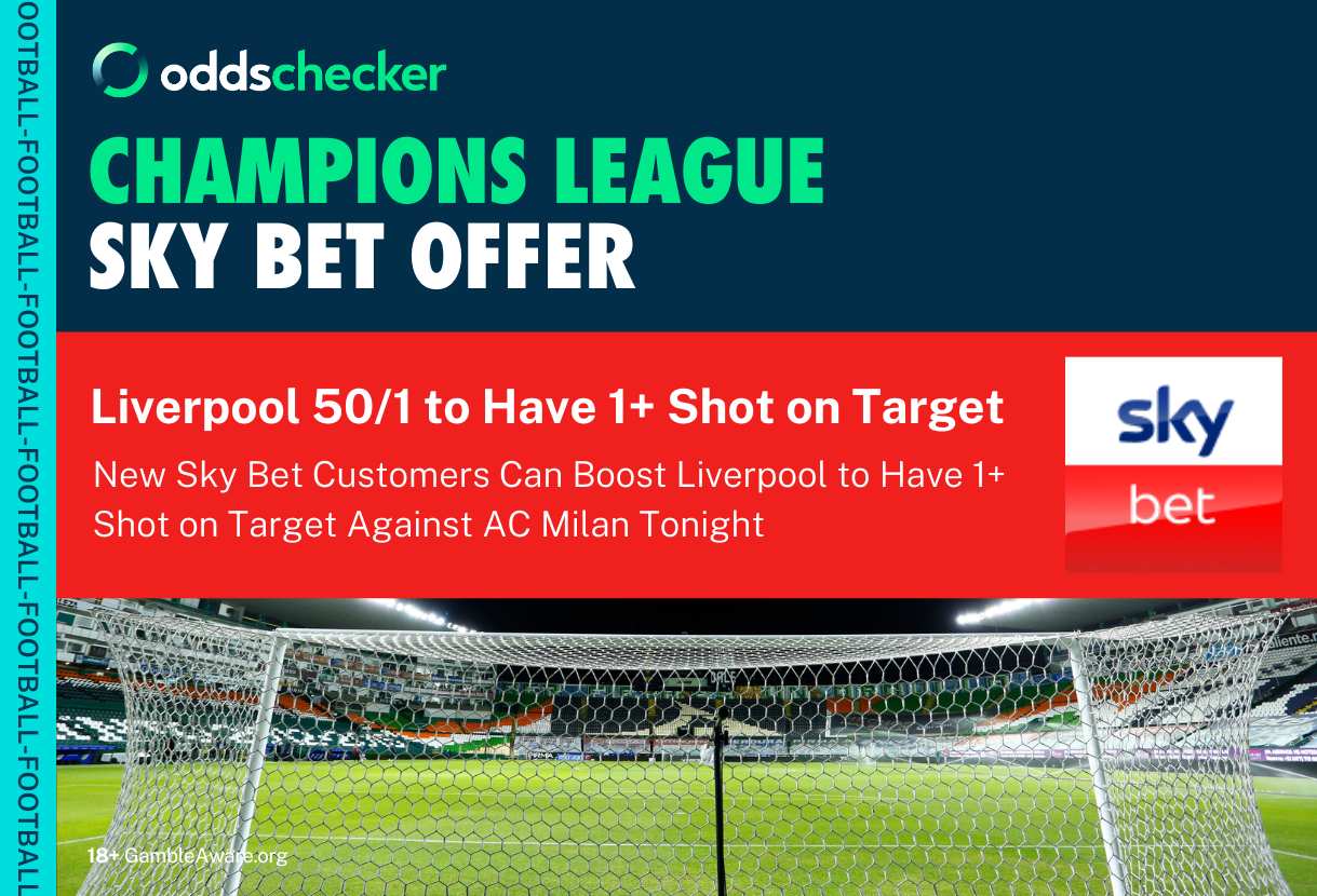Champions League Betting Offer: Get 50/1 Odds Liverpool Have 1+ Shot on Target Versus AC Milan