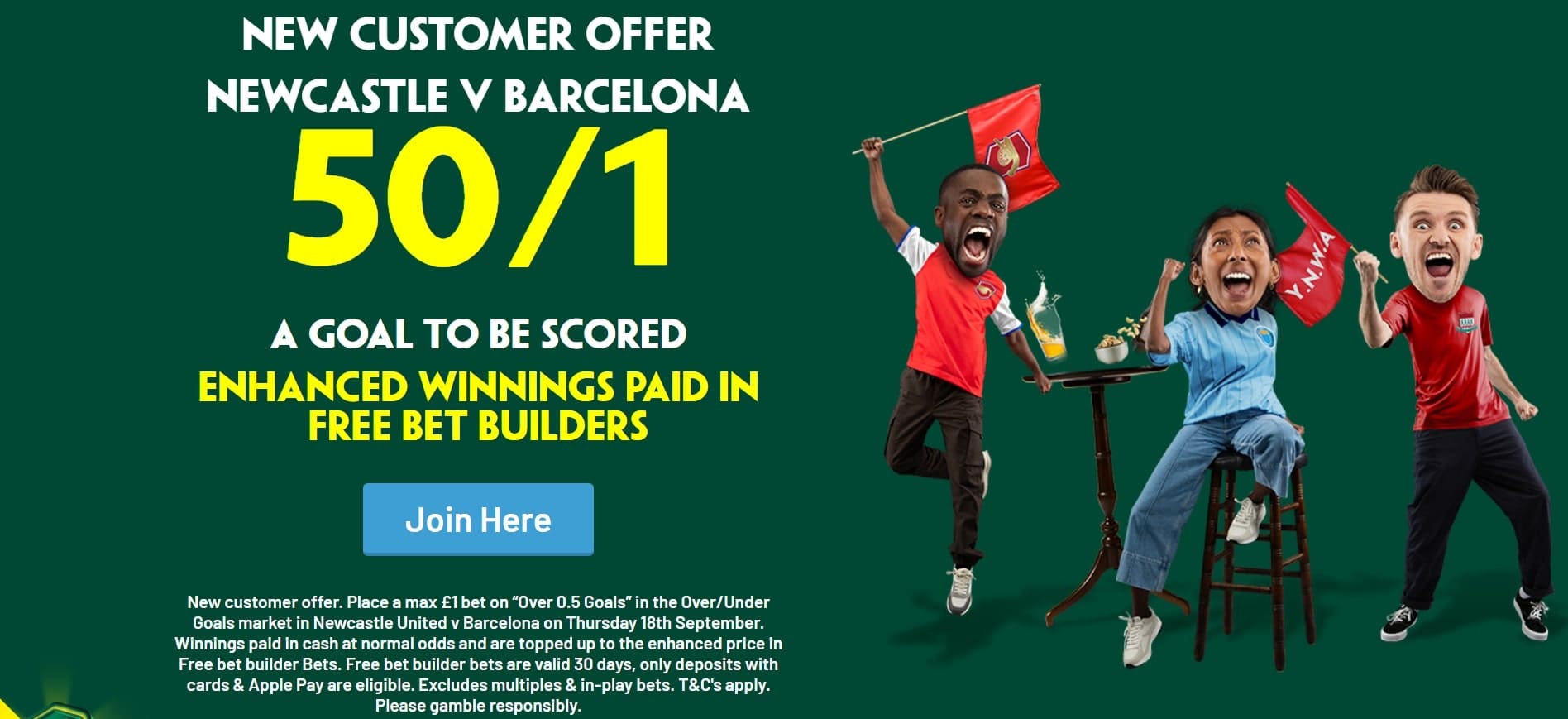 Paddy Power Champions League Offer: Get 50/1 on 1+ Goal in Newcastle v Barcelona
