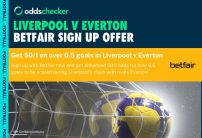 Betfair Merseyside Derby Offer: Last Chance to Get 50/1 on 1+ Goal in Liverpool v Everton