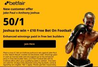 Betfair Anthony Joshua vs Jake Paul Offer: Get 50/1 on AJ to Win, Plus a £10 Football Free Bet