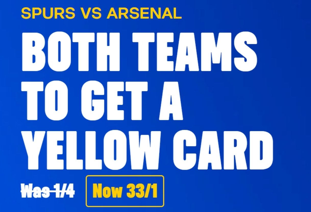 Coral NLD Offer: Get 33/1 on Spurs and Arsenal to be Shown a Card