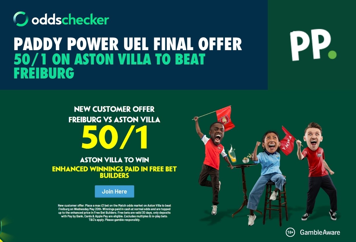 Freiburg v Aston Villa Offer: Get 50/1 on Villa to Win the Europa League
