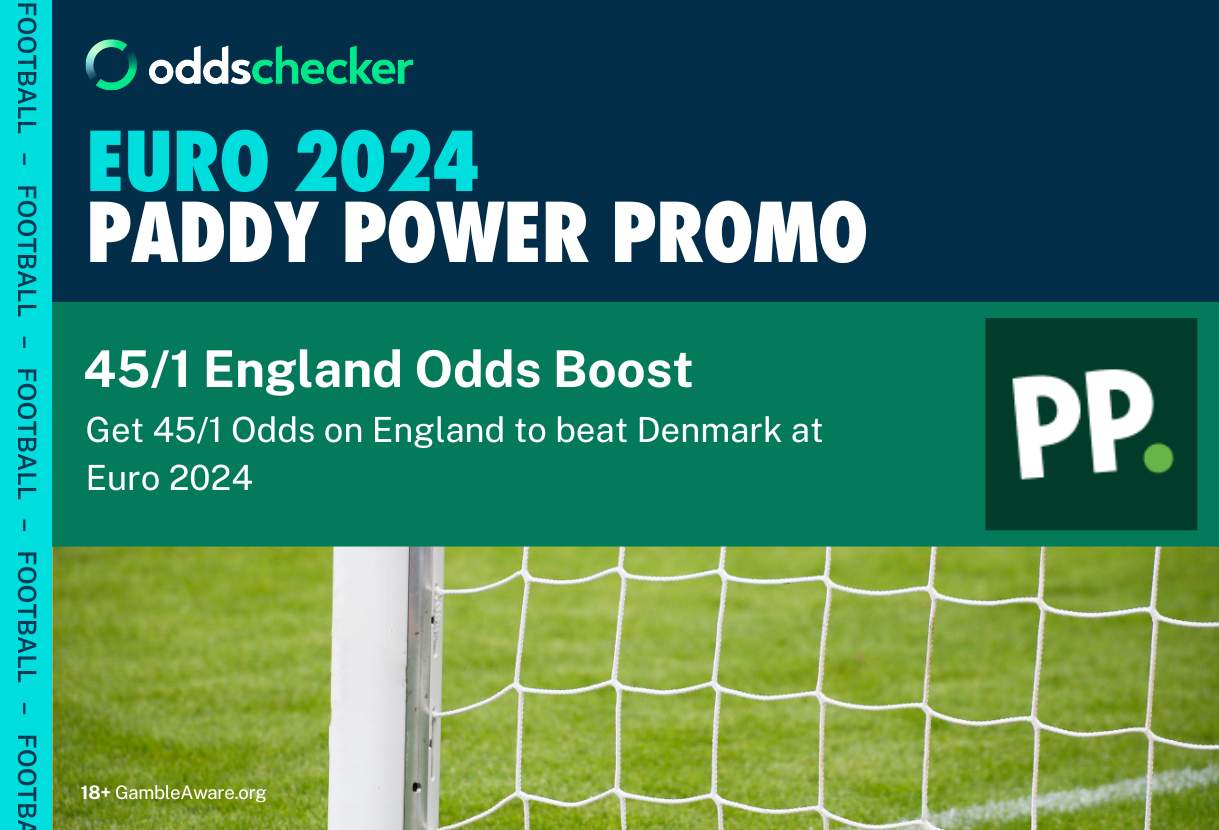 Euro 2024 Betting Offers: Paddy Power 45/1 England to Beat Denmark Promotion
