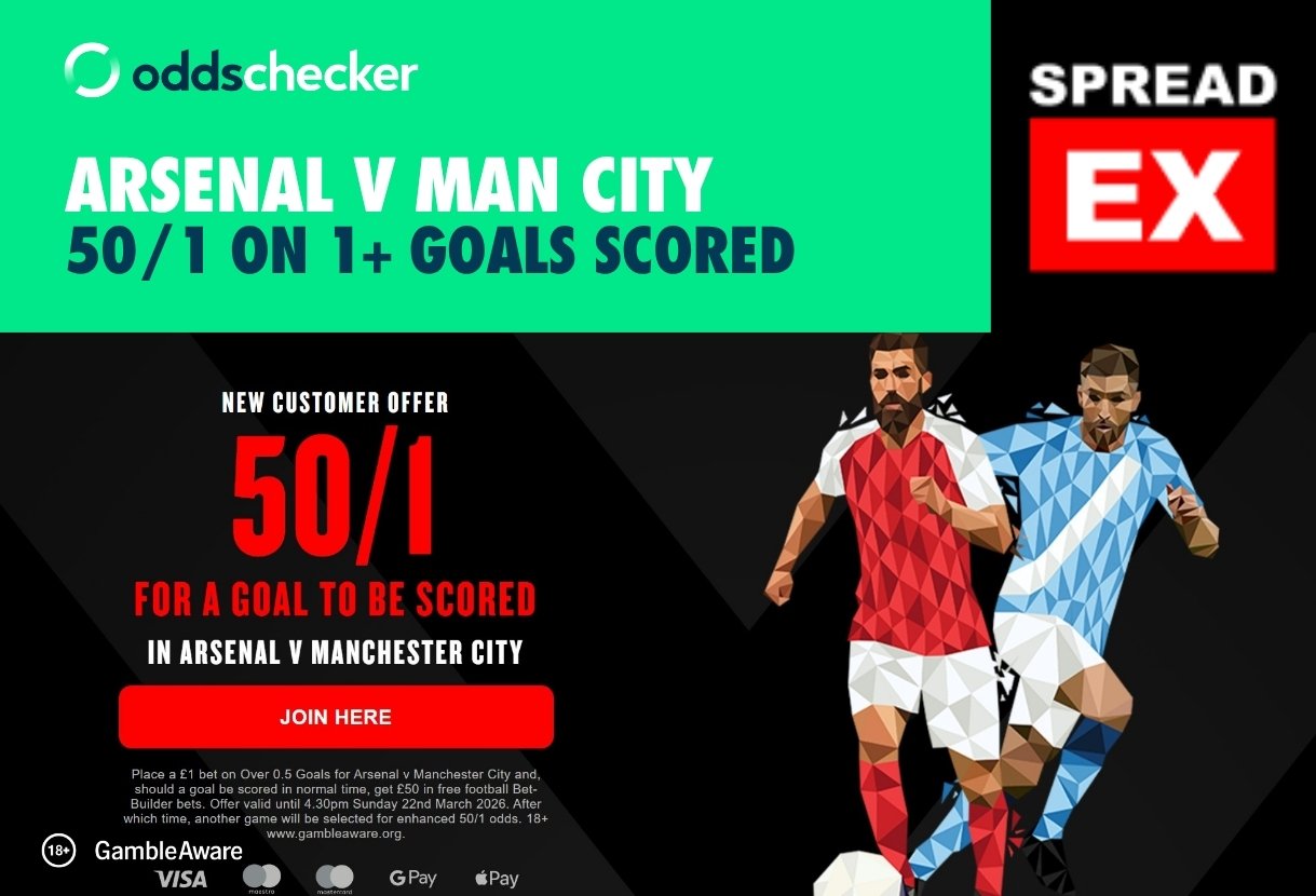 Spreadex Carabao Cup Final Offer: Get 50/1 on a Goal Scored in Arsenal v Man City